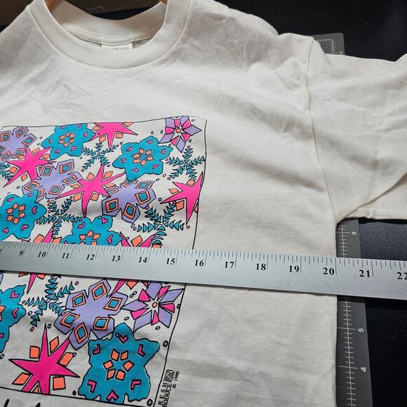 Vintage Alaska Flower T-Shirt Womens Large 90s White Cottage Granny Streetwear - Picture 7 of 8